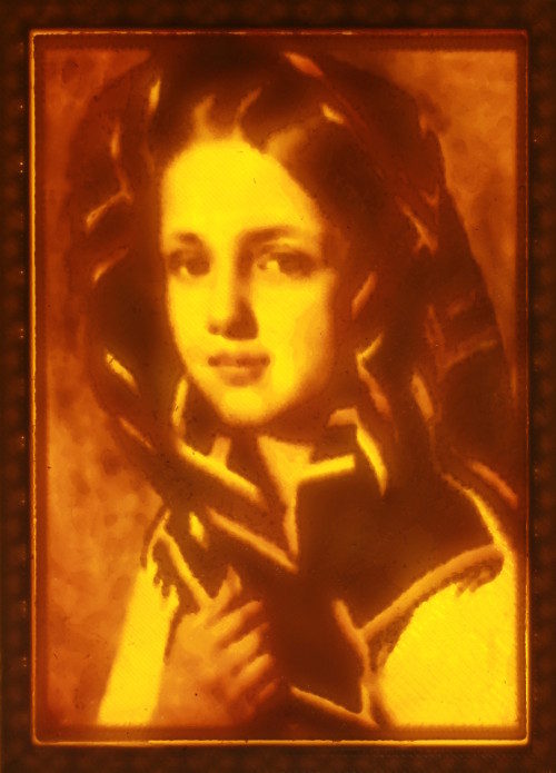 Литофан по картине Венецианова "Девушка в платке"